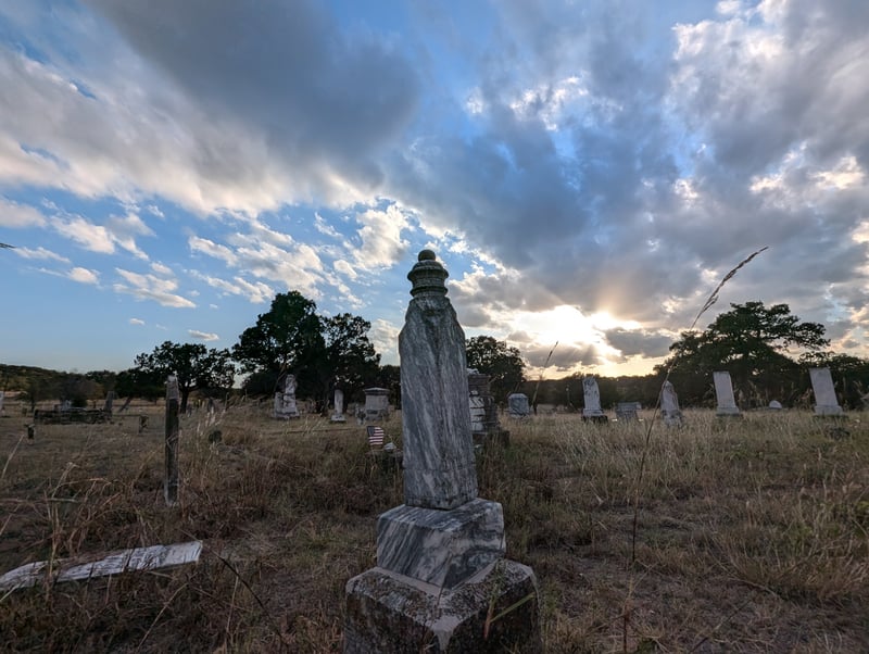 A settler's cemetery at sunset