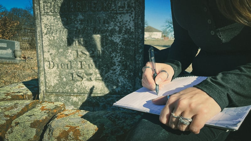 Custom Gravestone Artist Studying Lichen