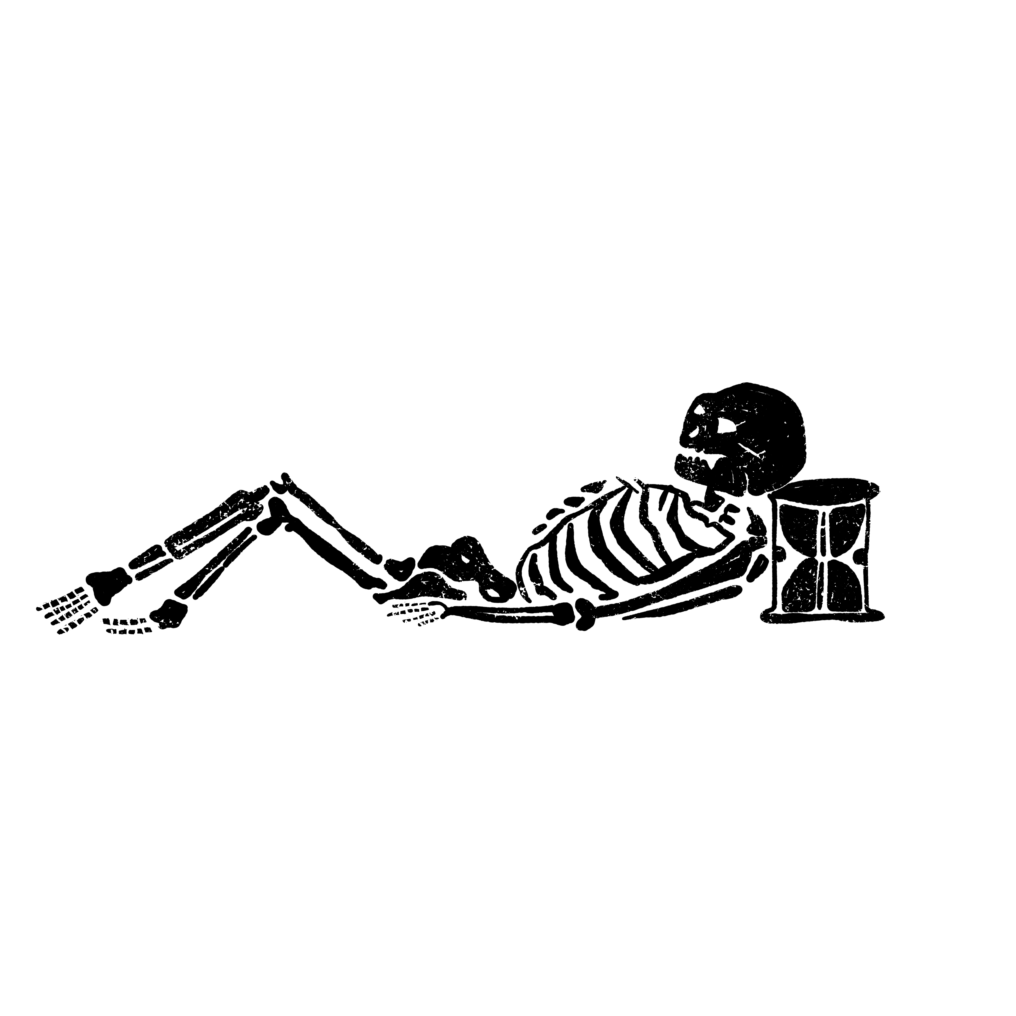 Skeleton and Hourglass Memento Mori Gravestone Symbol