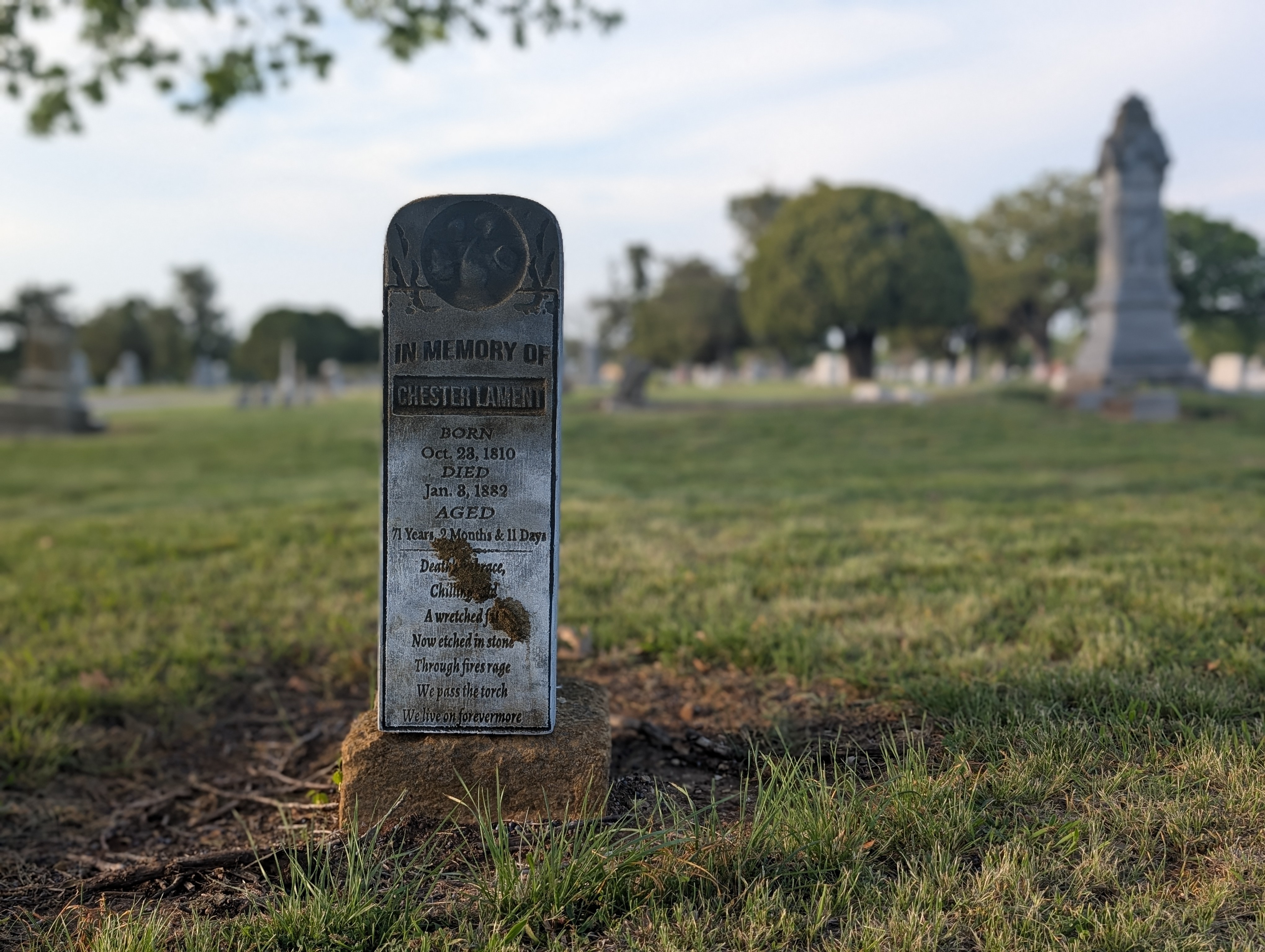 Pointing Up Chester Lament Gravestone Prop