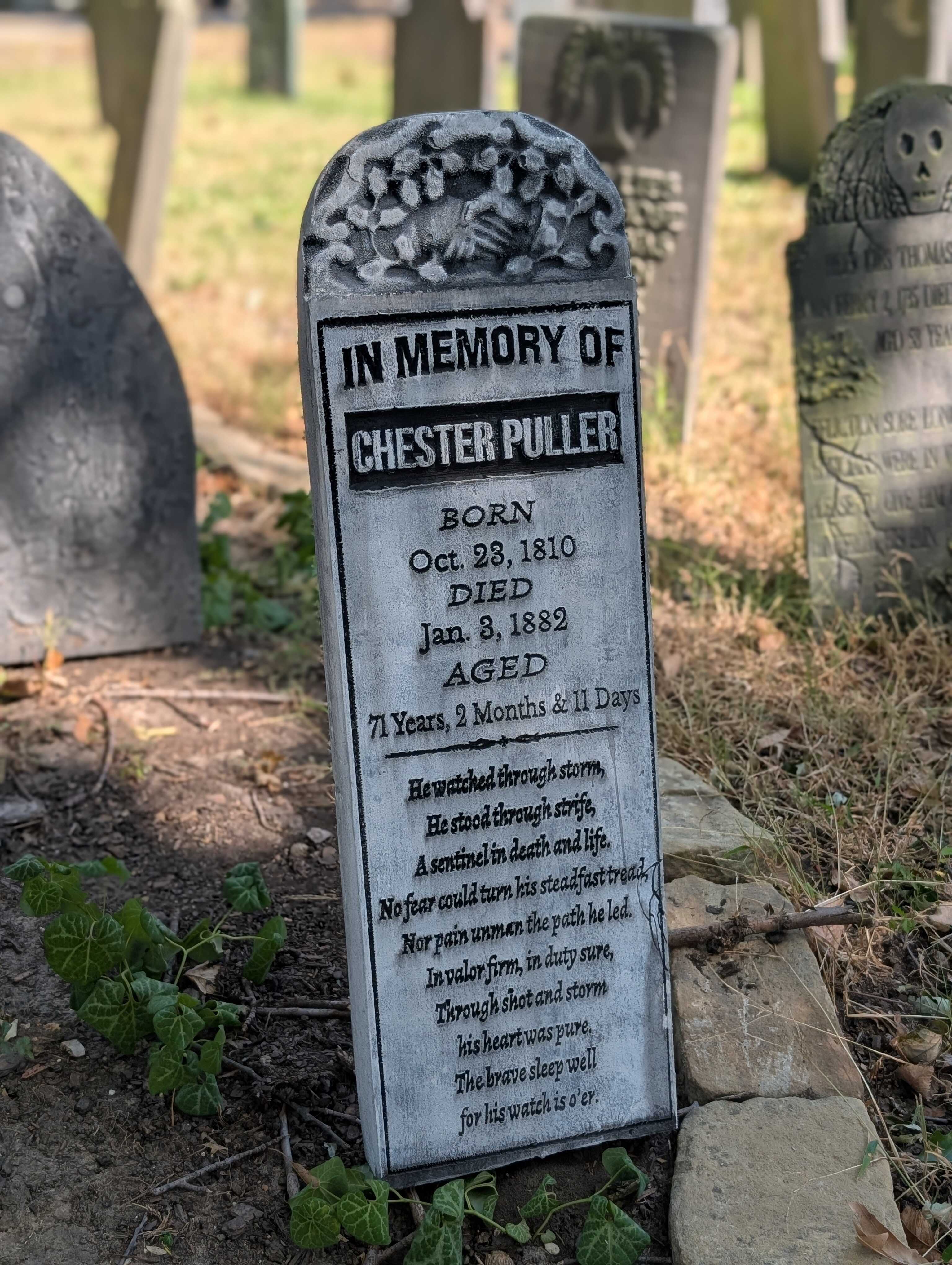 New England Shaking Hands and Ivy Marble Custom Gravestone